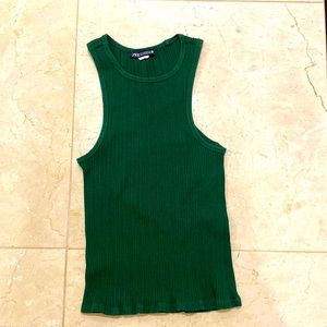 Zara Narrow Green Ribbed Tank Top